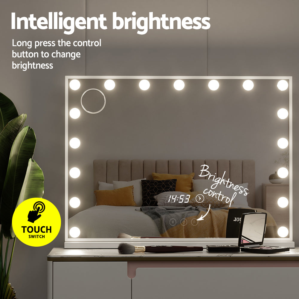 Embellir 80x60cm Hollywood Vanity Makeup Mirror LED Light Tabletop White