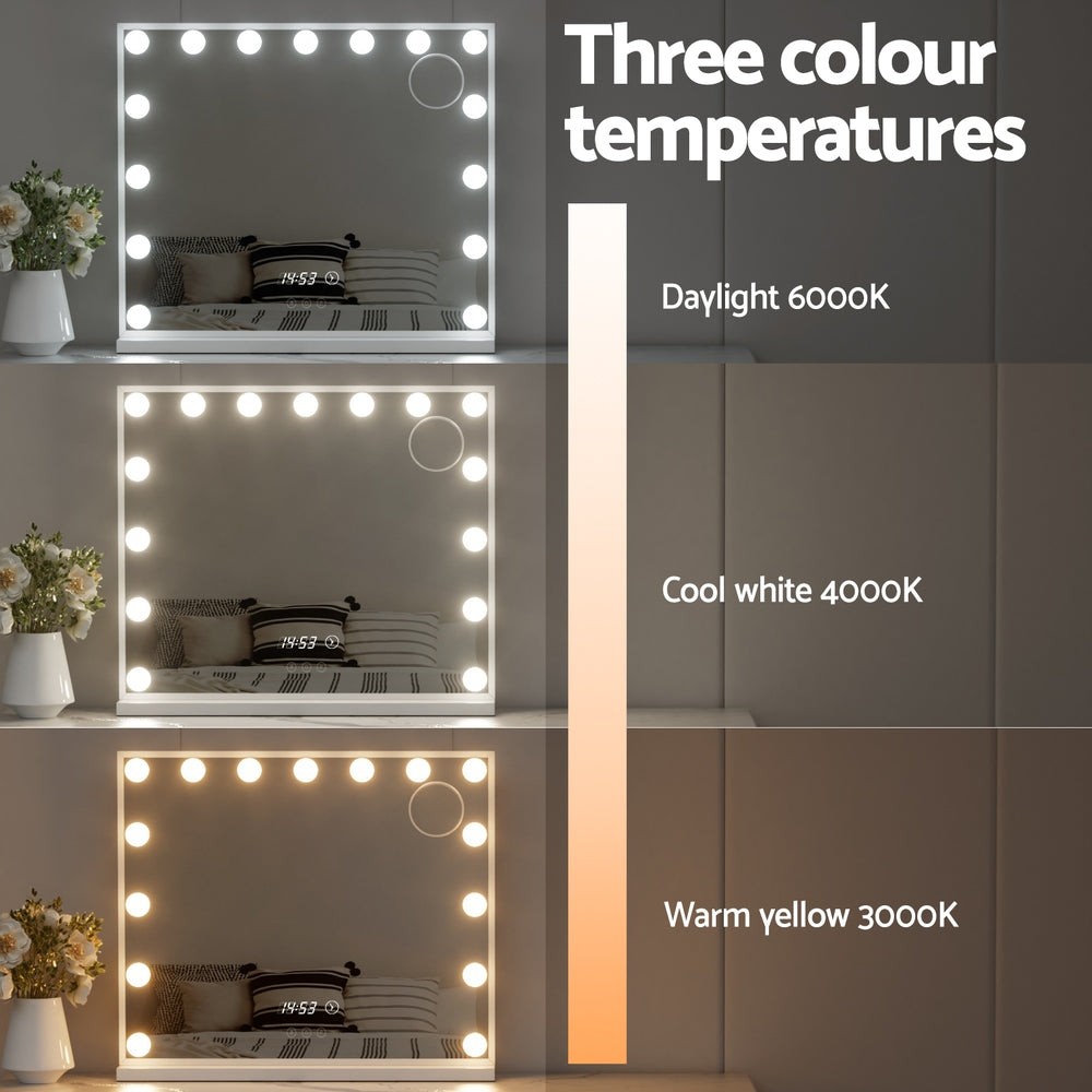 Embellir 60x52cm Hollywood Vanity Makeup Mirror LED Light Tabletop White