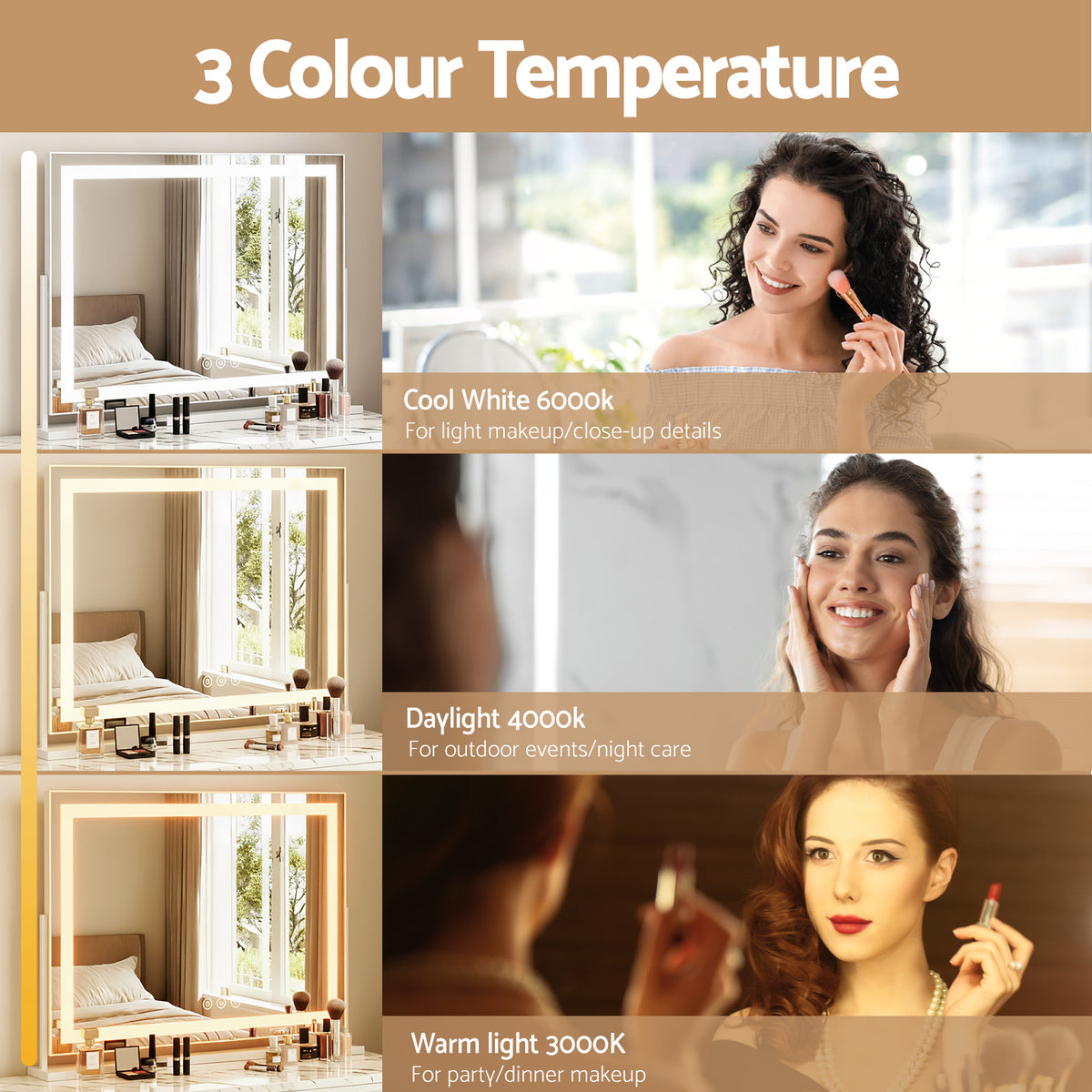 Embellir Hollywood Vanity Makeup Mirror 80x65cm LED White Frame
