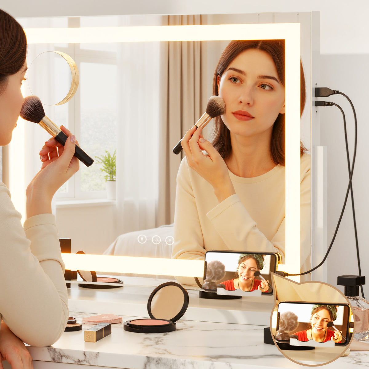 Embellir Hollywood Vanity Makeup Mirror 80x65cm LED White Frame