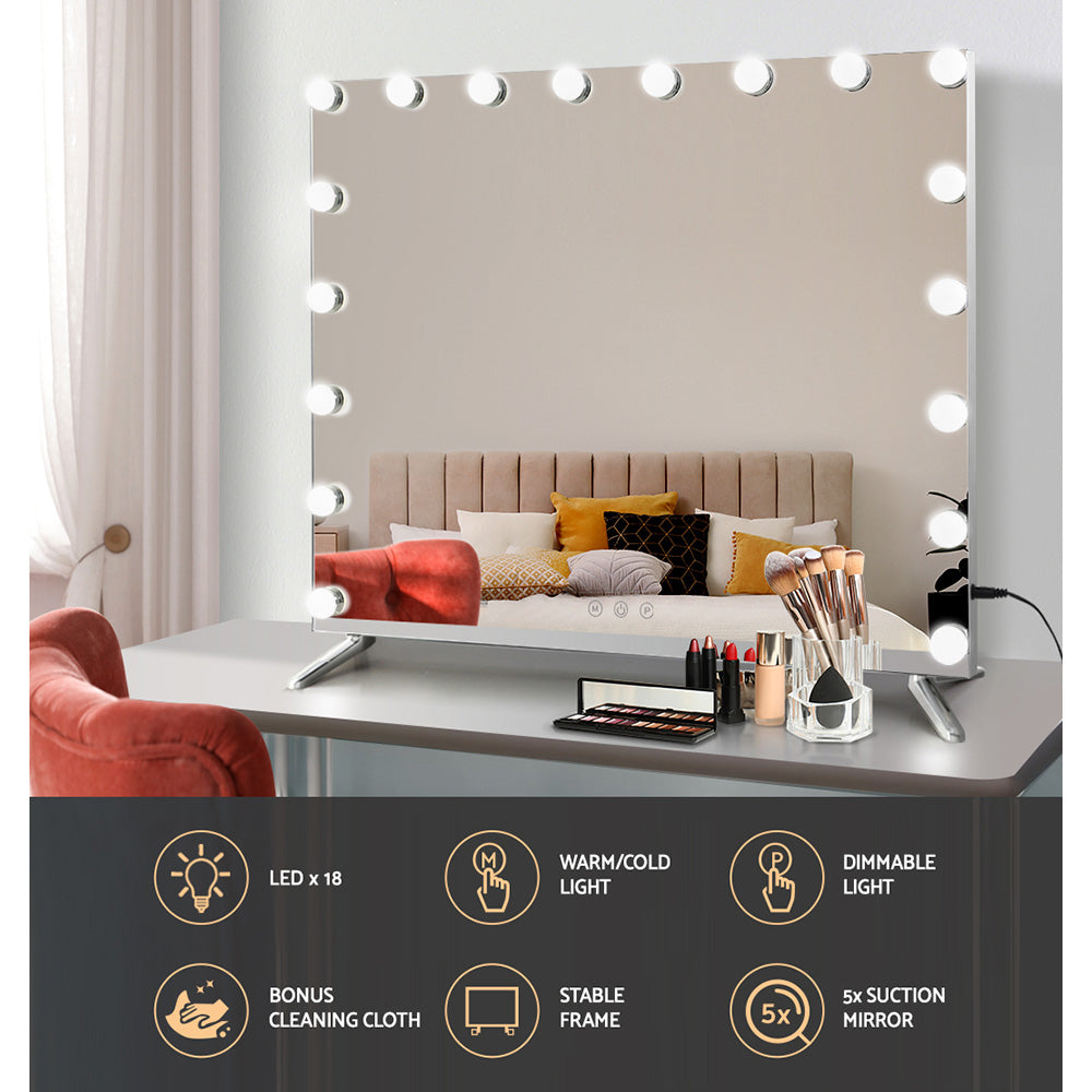 Embellir 80x65cm Hollywood Vanity Makeup Mirror LED Light Silver