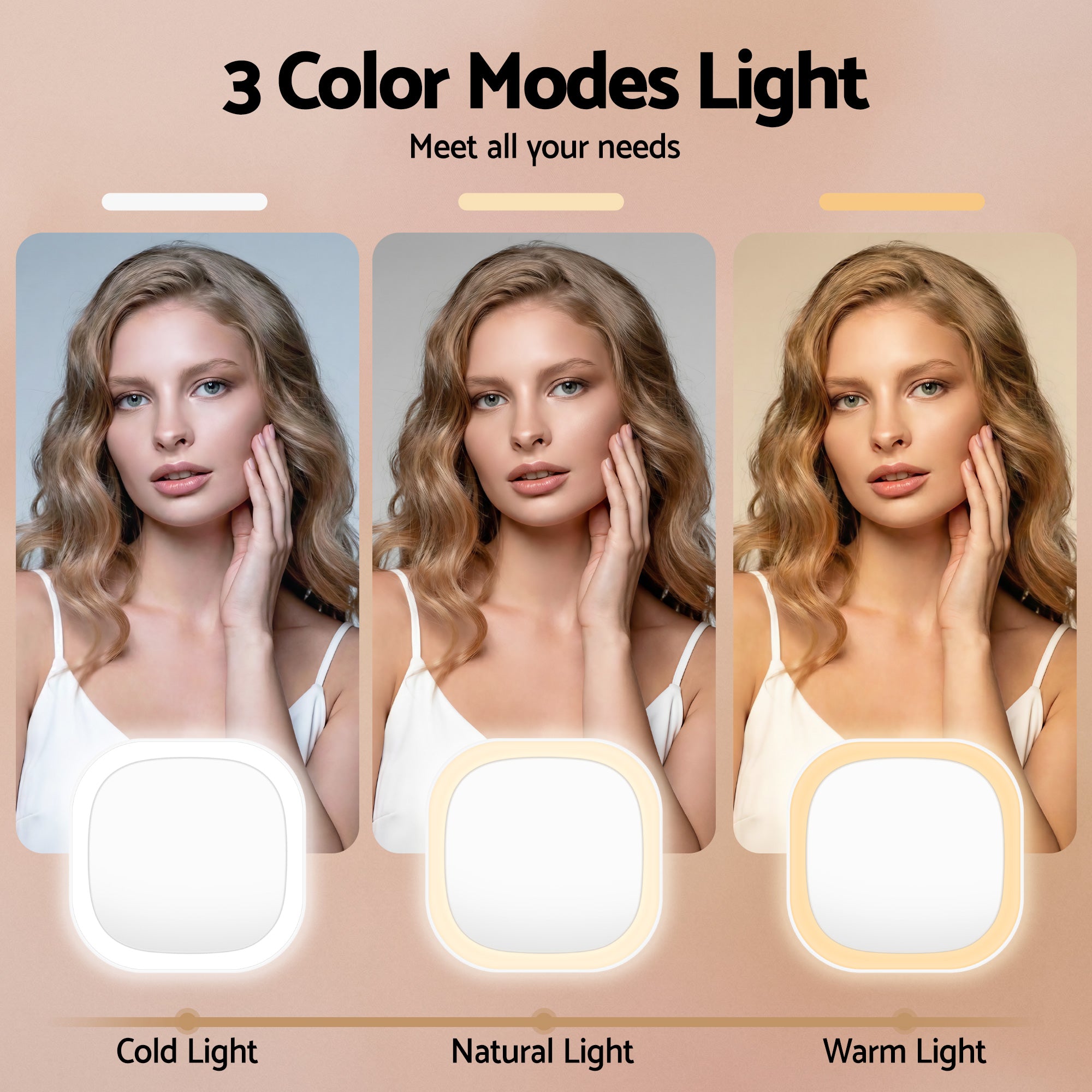 Embellir LED Compact Mirror Lighted Travel Makeup Mirror Pocket-Sized 1x 10x Magnification Square White