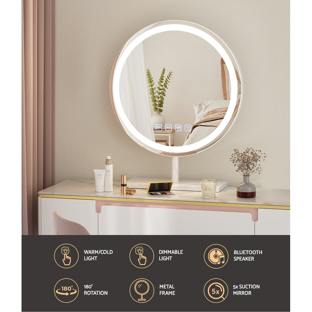Embellir 40x40cm Round Hollywood Vanity Mirror LED Bluetooth Speaker