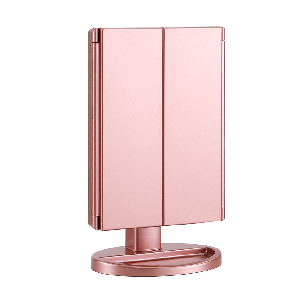 Embellir Tri-fold Makeup Mirror LED Light Travel Portable Pink