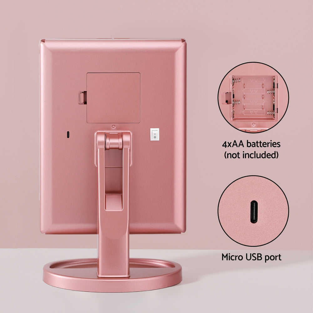 Embellir Tri-fold Makeup Mirror LED Light Travel Portable Pink