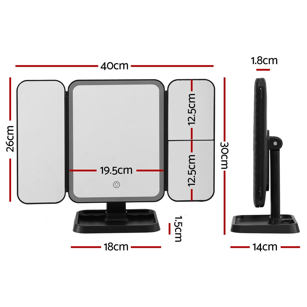 Embellir Tri-fold LED Makeup Mirror 1X2X3X Magnification