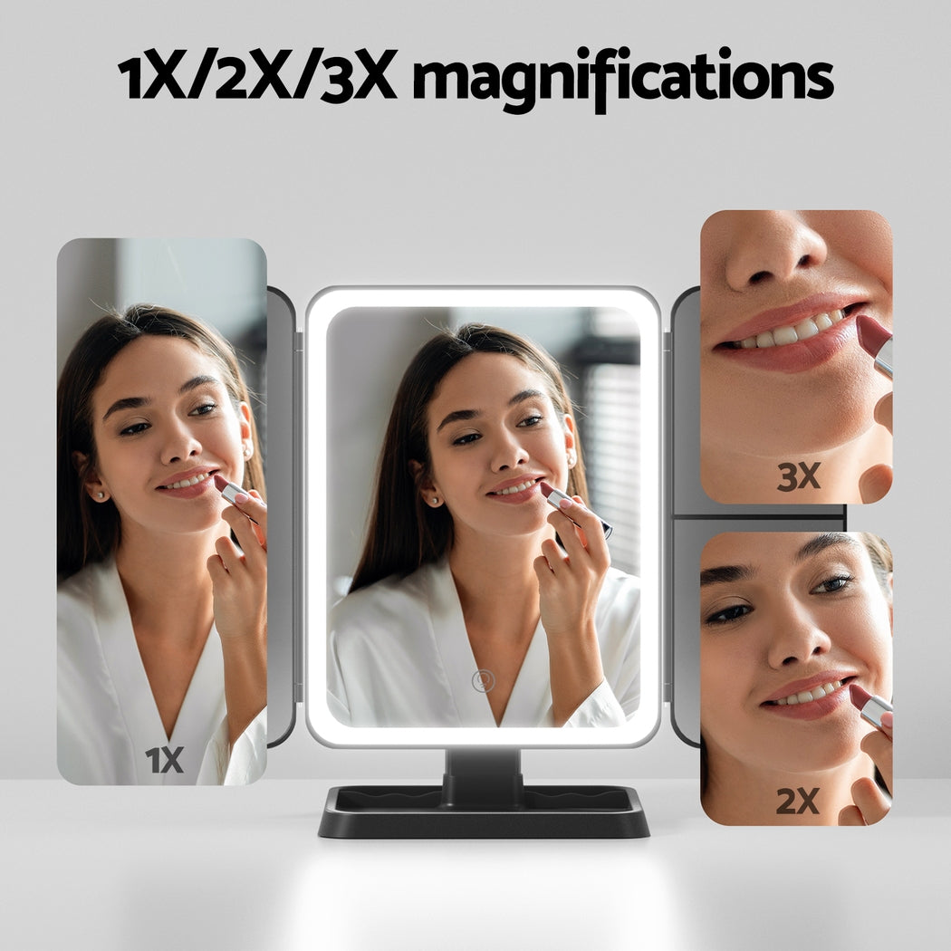Embellir Tri-fold LED Makeup Mirror 1X2X3X Magnification