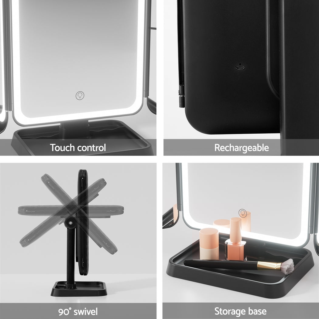 Embellir Tri-fold LED Makeup Mirror 1X2X3X Magnification