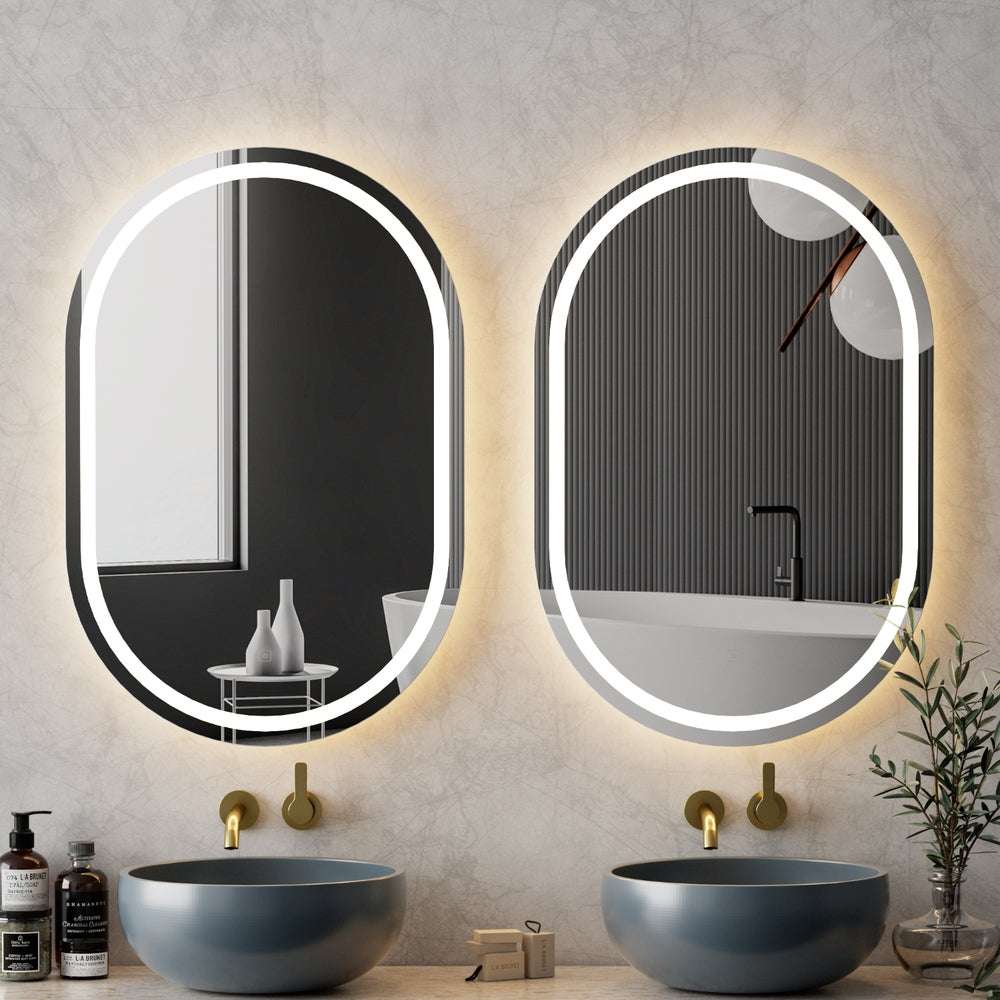 Embellir Oval LED Wall Mirror 50x75cm Bathroom Vanity Anti-Fog Touch Control