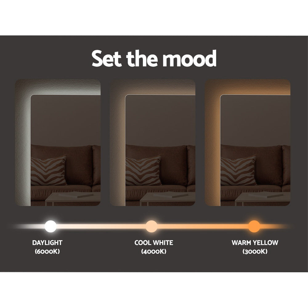 Embellir 70x50cm Oval LED Wall Mirror Anti-Fog Touch Control