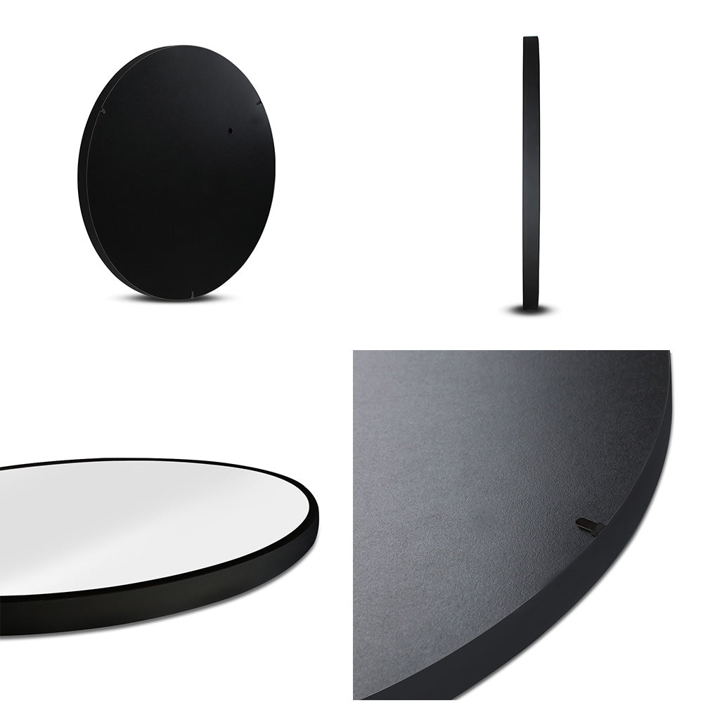 Embellir 50cm Round Wall Mirror Black Framed Set of 2