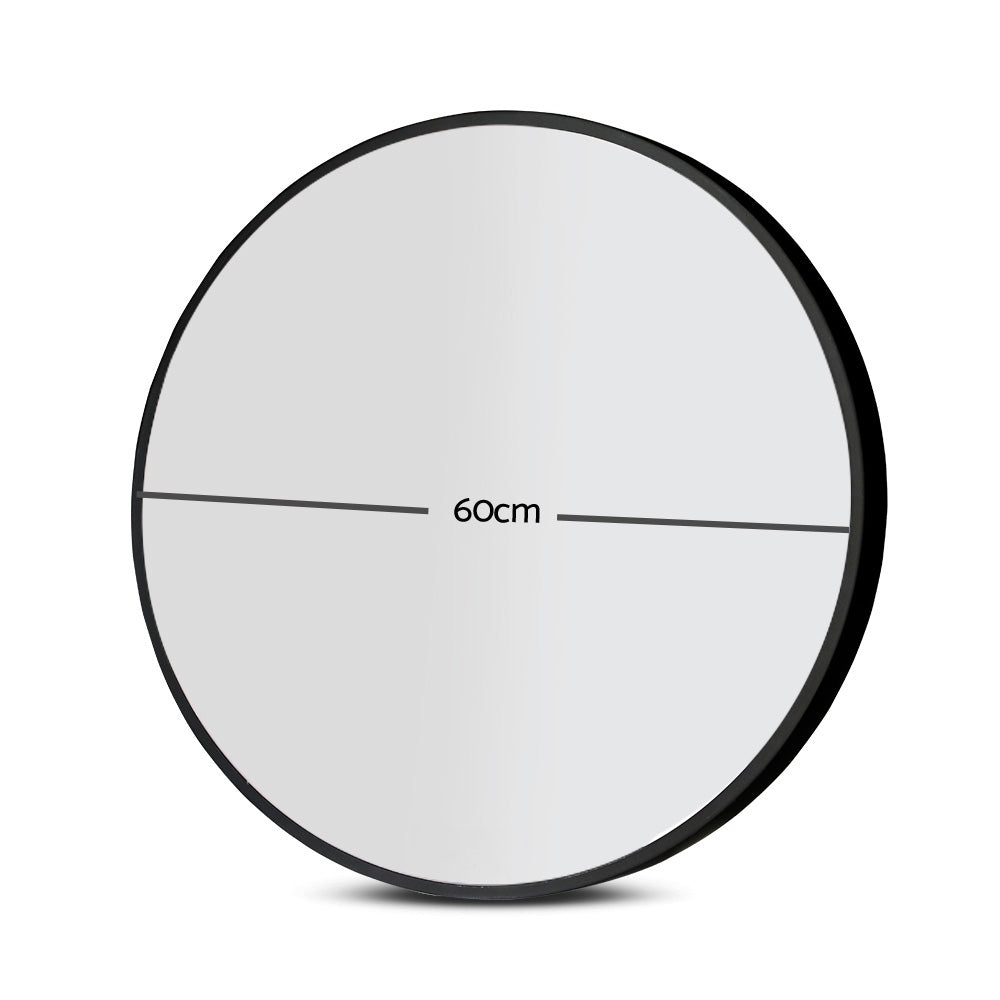 Embellir 60cm Round Wall Mirror Black Framed Set of 2