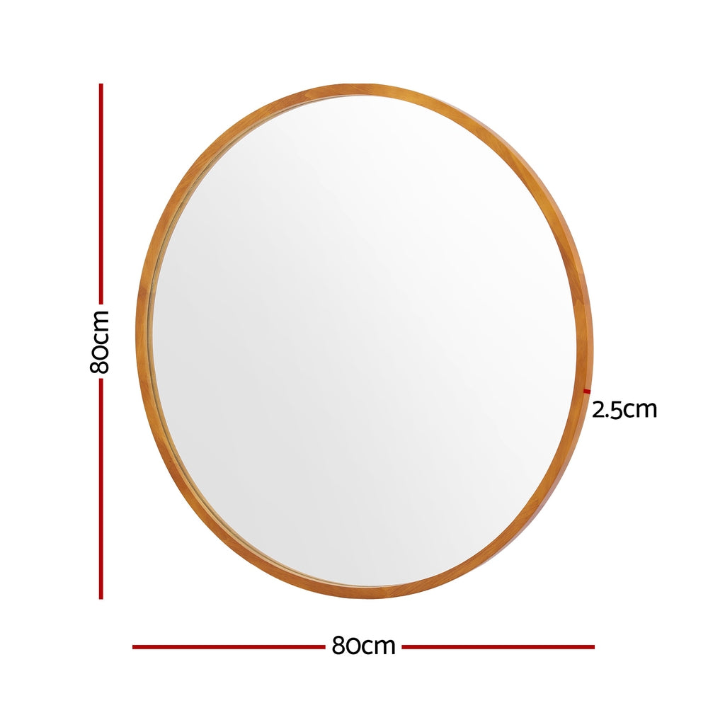 Embellir 80cm Round Wooden Wall Mirror