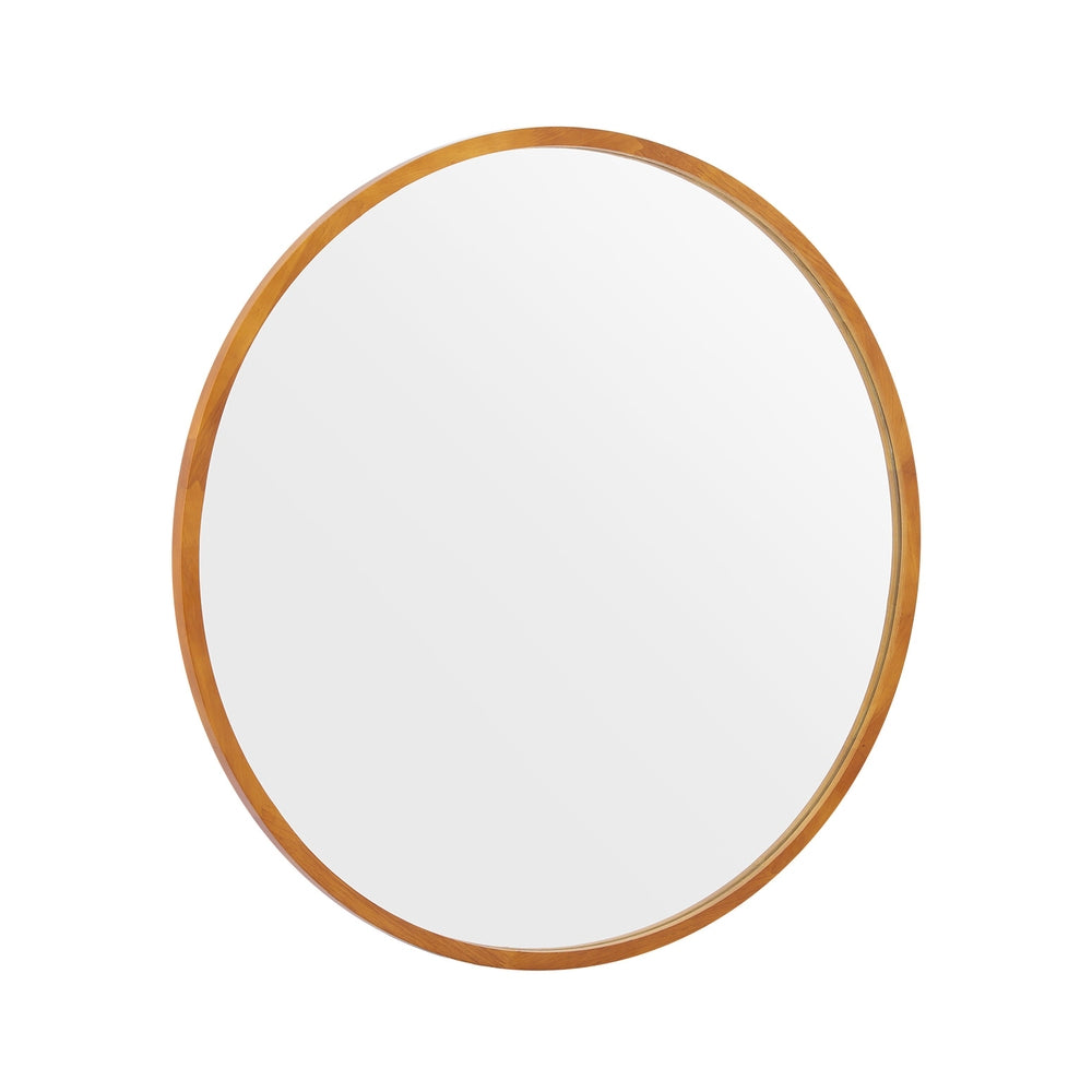 Premium Round Wooden Frame Wall Mirror 80cm - Embellir