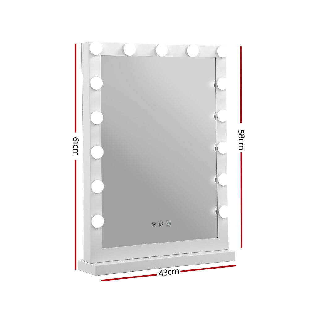 Embellir 43x61cm Hollywood Vanity Makeup Mirror LED Light Tabletop White