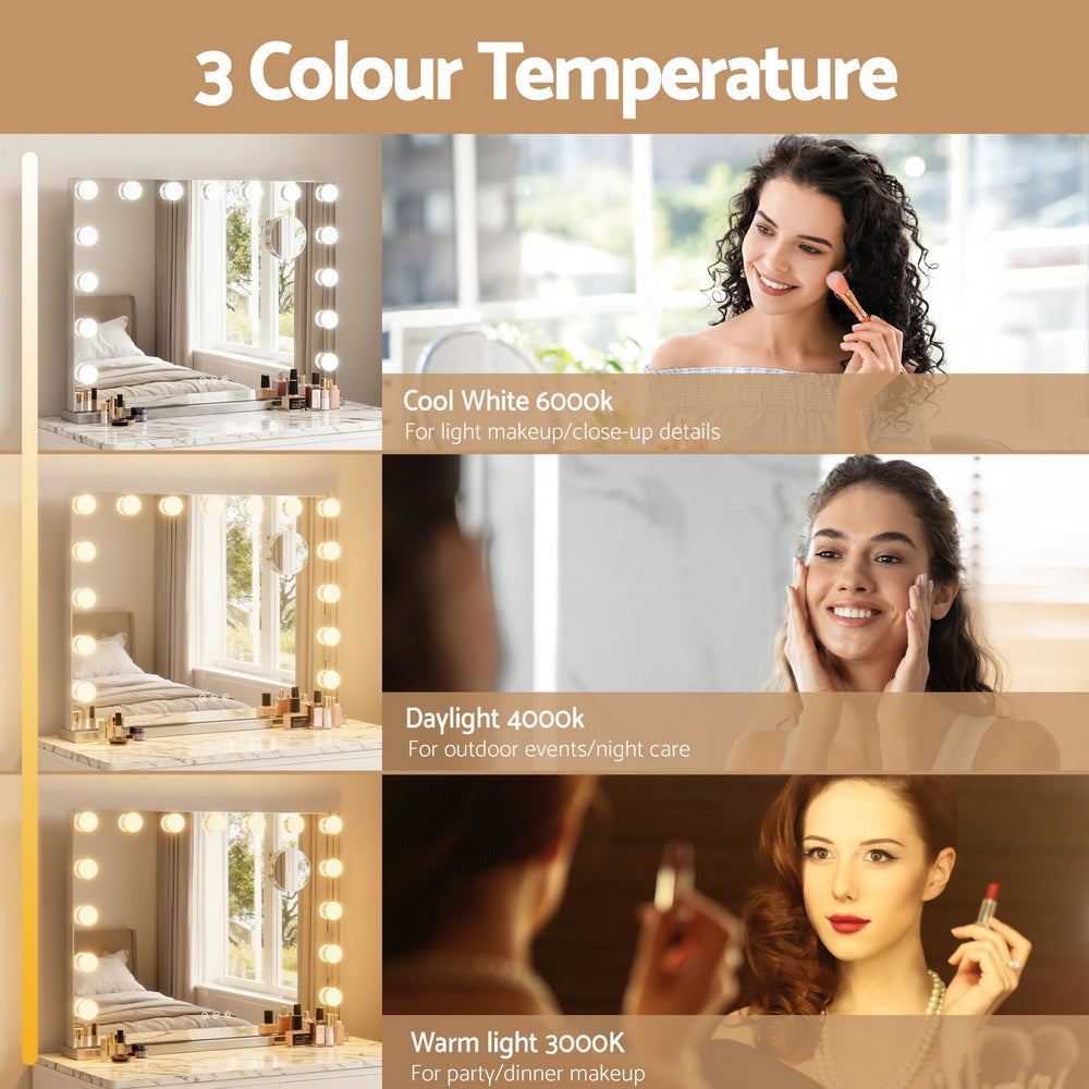 Embellir Hollywood Vanity Makeup Mirror 58x46cm LED Tabletop Wall