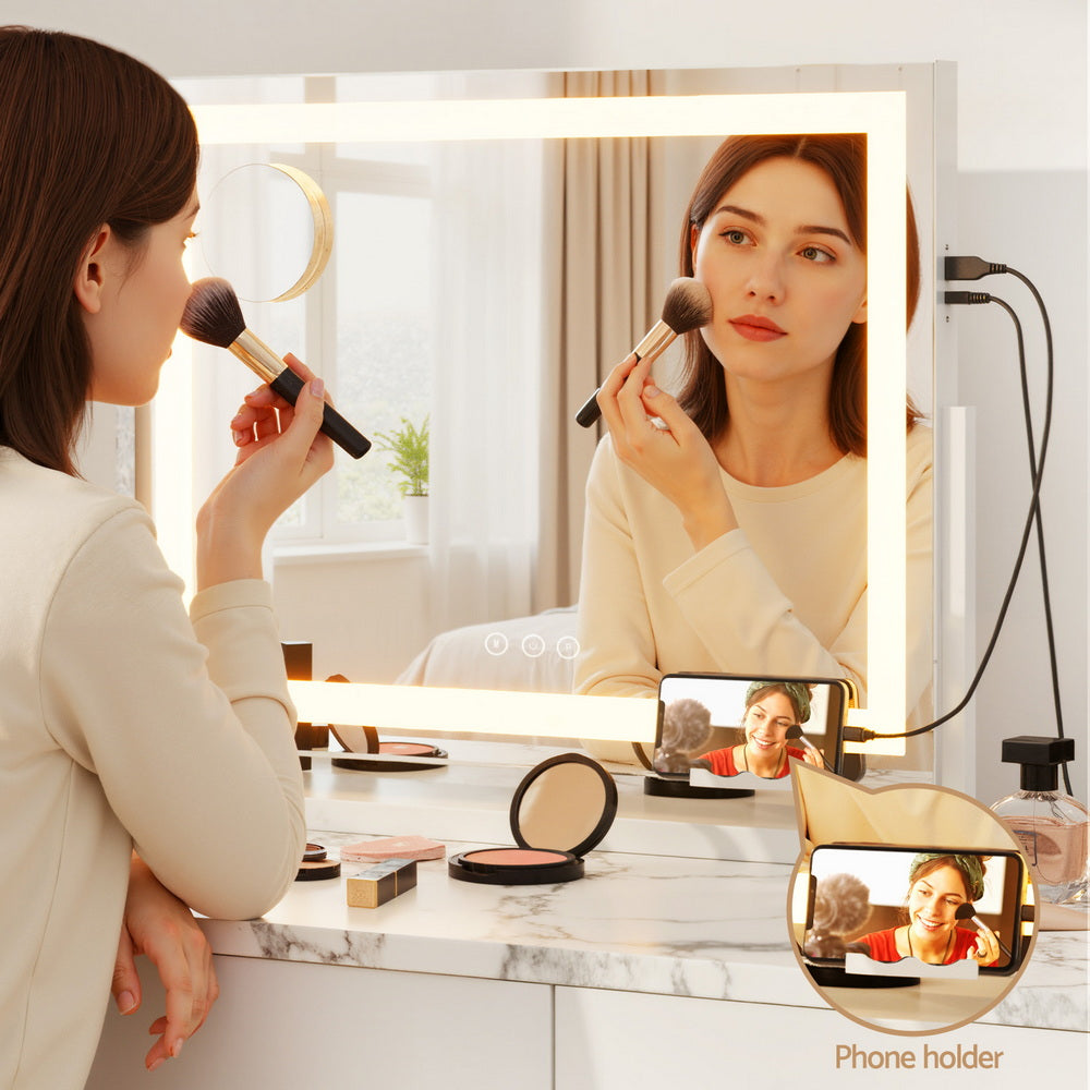 Embellir Makeup Mirror 58x46cm 360～ Rotatable Vanity Mirror with Lights Bright Light Strip Adjustable