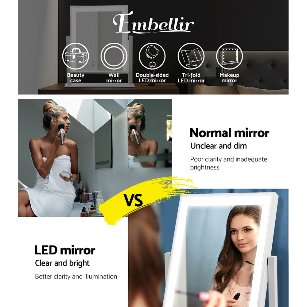Embellir 25x30cm Hollywood Vanity Mirror LED Light Rotatable White