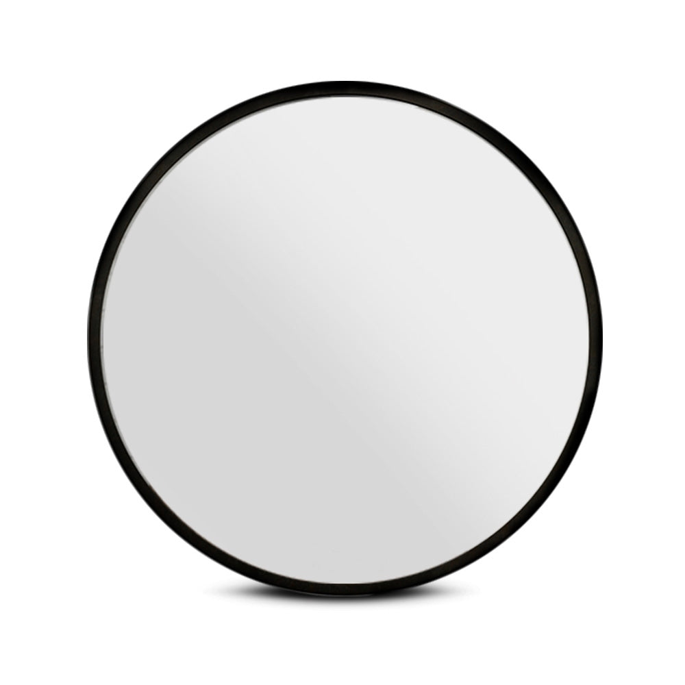 Embellir 90cm Round Wall Mirror Black Framed Bathroom Decor