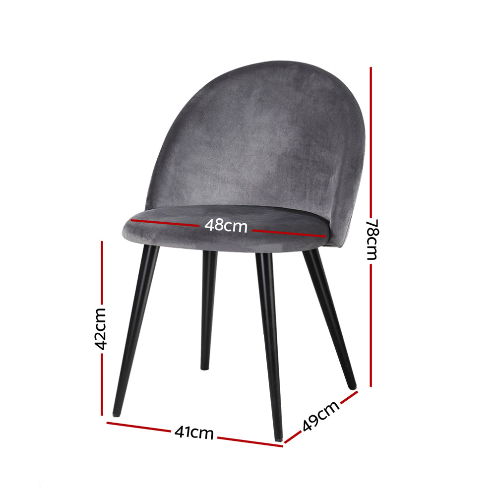 Brody Dining Chairs Set of 2 Velvet Curved Dark Grey