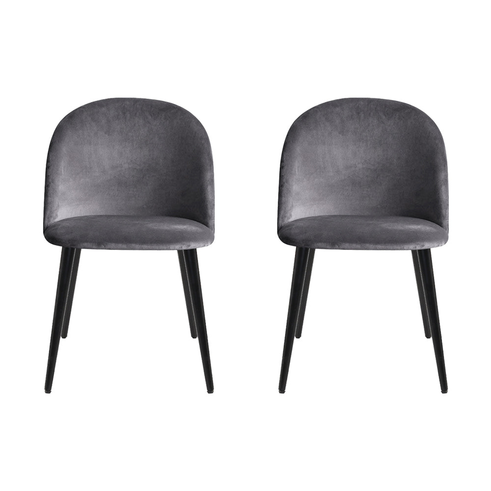 Brody Dining Chairs Set of 2 Velvet Curved Dark Grey