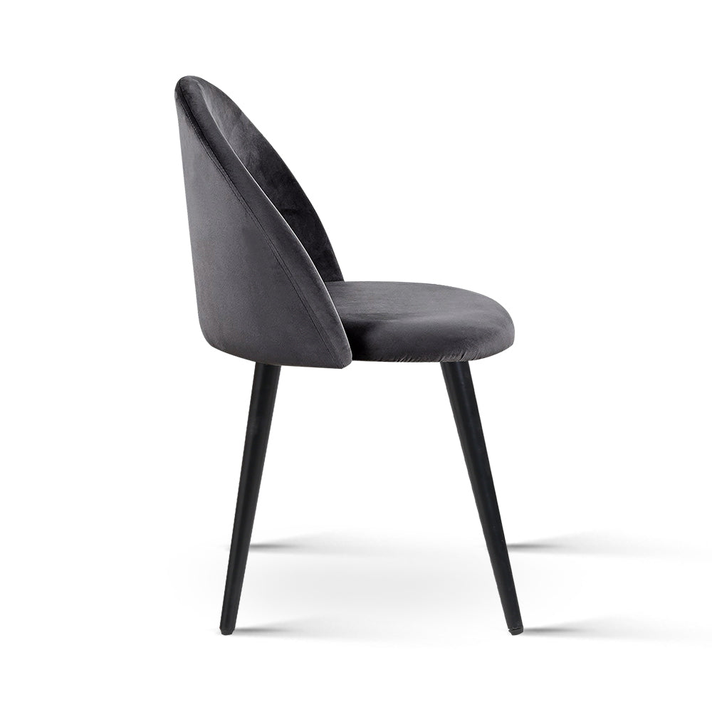 Brody Dining Chairs Set of 2 Velvet Curved Dark Grey