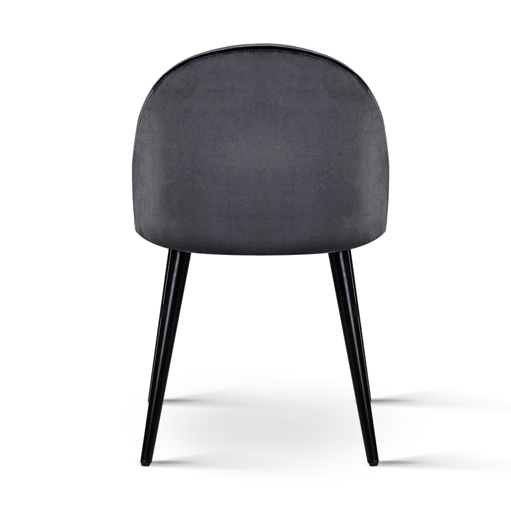 Brody Dining Chairs Set of 2 Velvet Curved Dark Grey