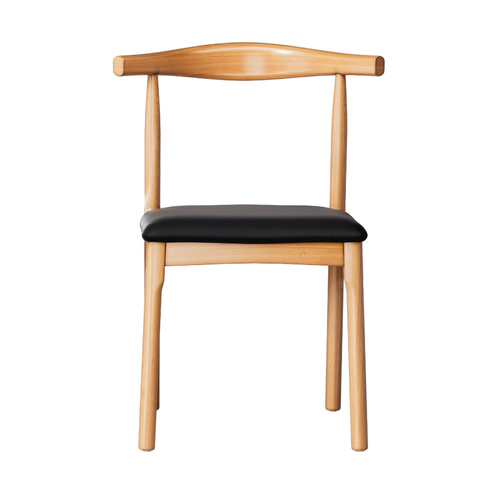 Bert Dining Chairs Rubberwood Leather Seat Black Set of 2
