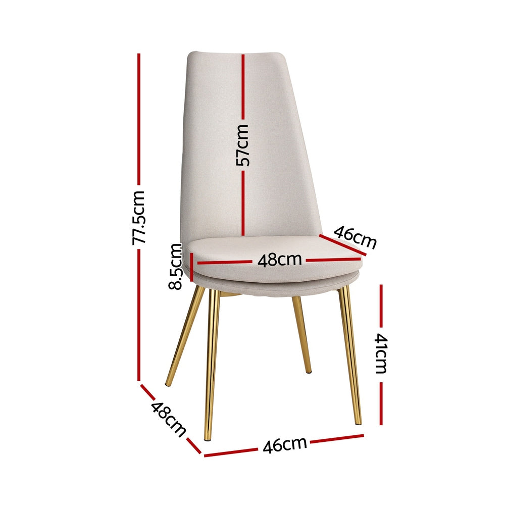 Sunnie Dining Chairs Set of 2 Linen Fabric High Back Beige