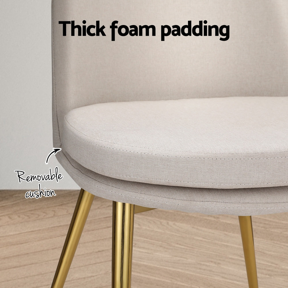 Sunnie Dining Chairs Set of 2 Linen Fabric High Back Beige