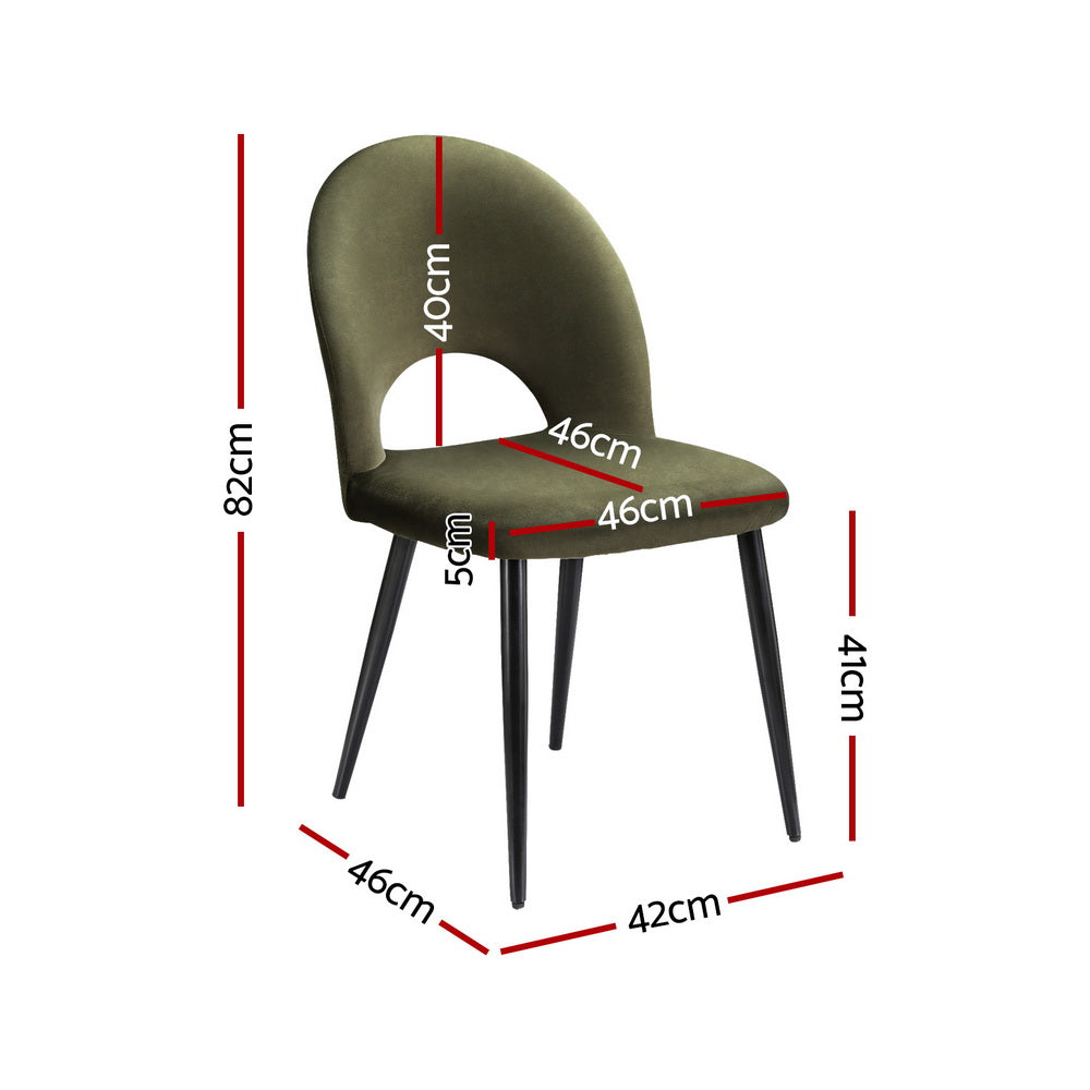 Loren Dining Chairs Set of 4 Velvet Green