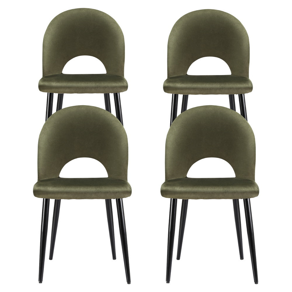 Loren Dining Chairs Set of 4 Velvet Green