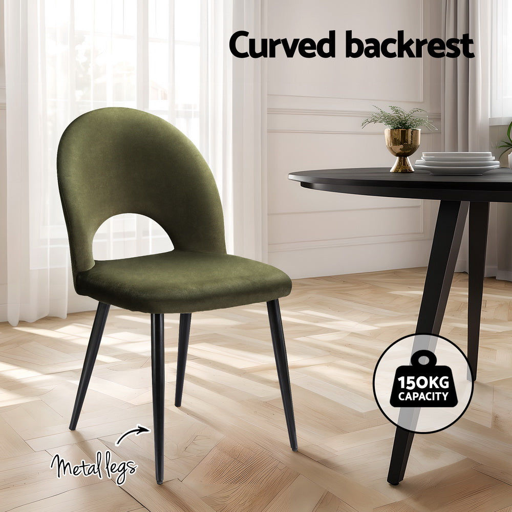 Loren Dining Chairs Set of 4 Velvet Green