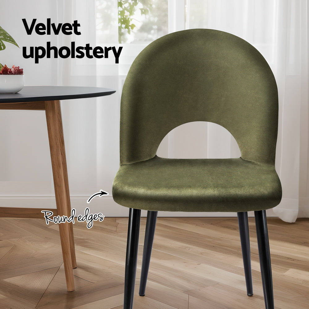 Loren Dining Chairs Set of 4 Velvet Green