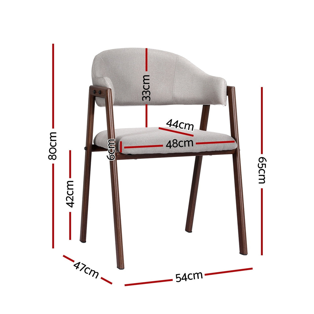 Nadi Dining Chairs Set of 2 Linen Armchair Grey