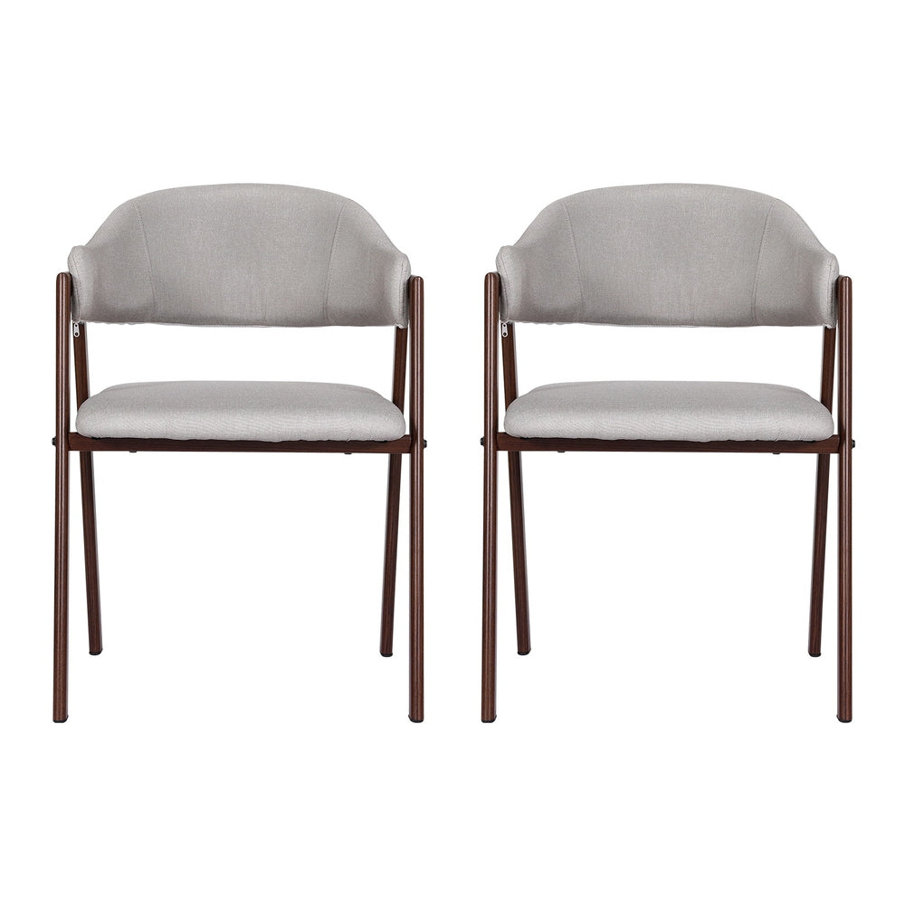 Nadi Dining Chairs Set of 2 Linen Armchair Grey