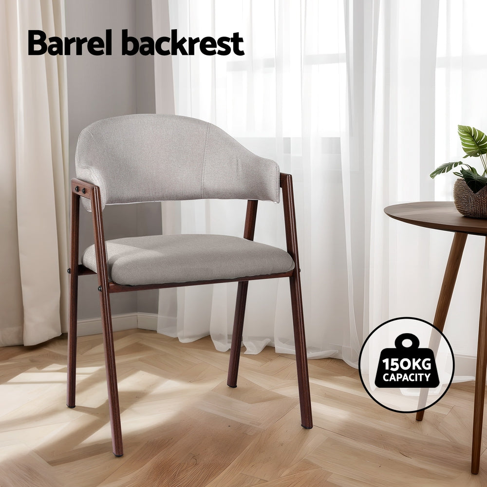 Nadi Dining Chairs Set of 2 Linen Armchair Grey
