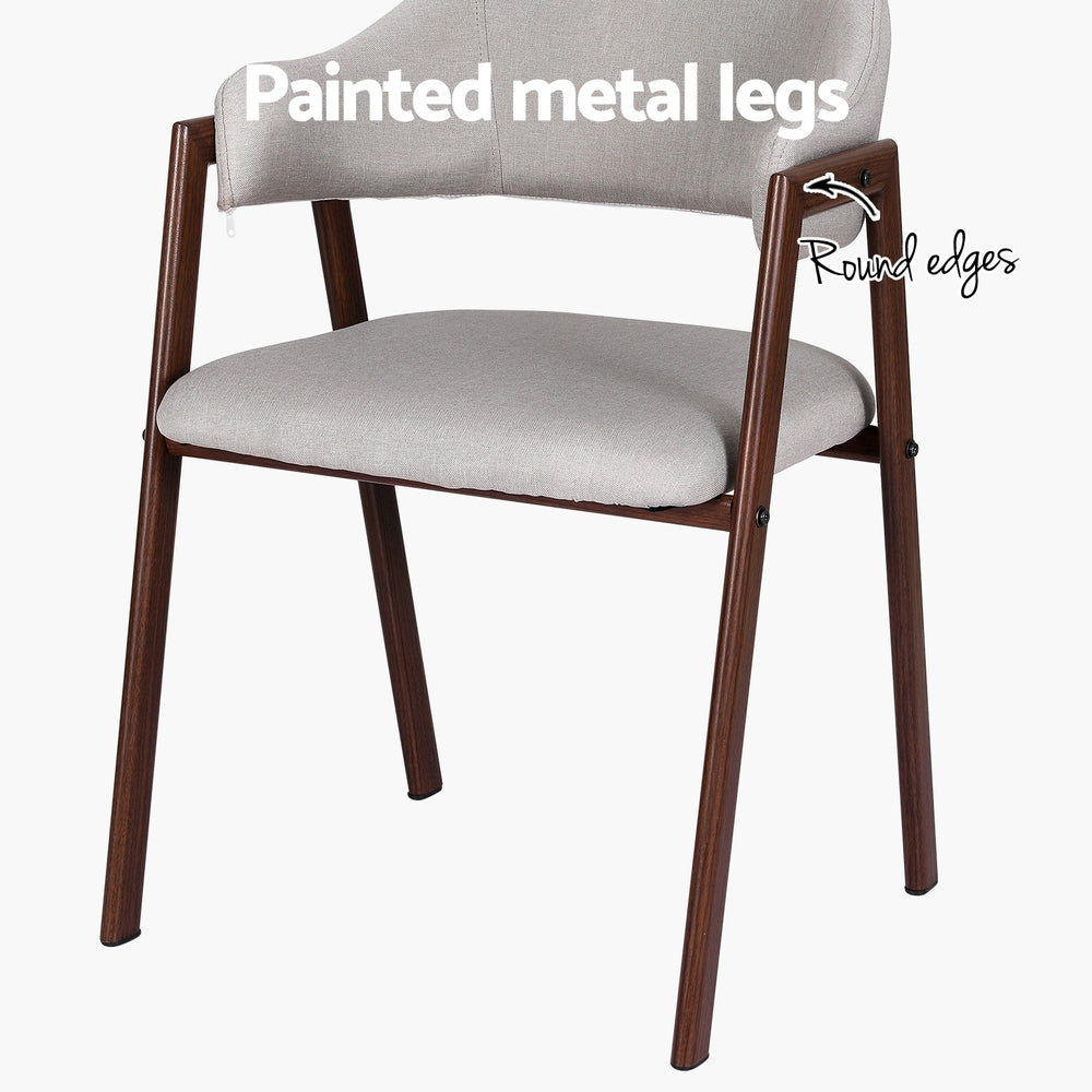 Nadi Dining Chairs Set of 2 Linen Armchair Grey