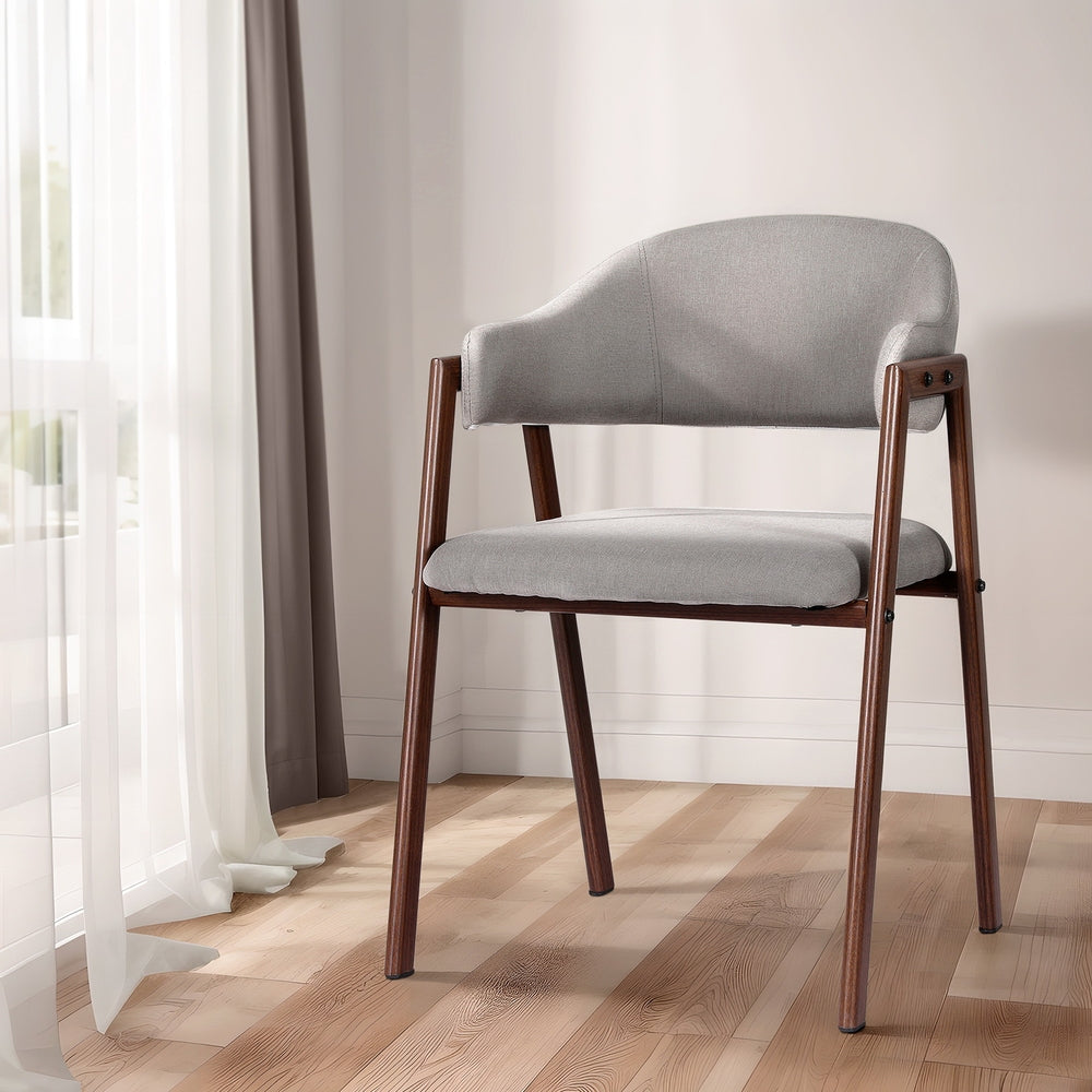 Nadi Dining Chairs Set of 2 Linen Armchair Grey