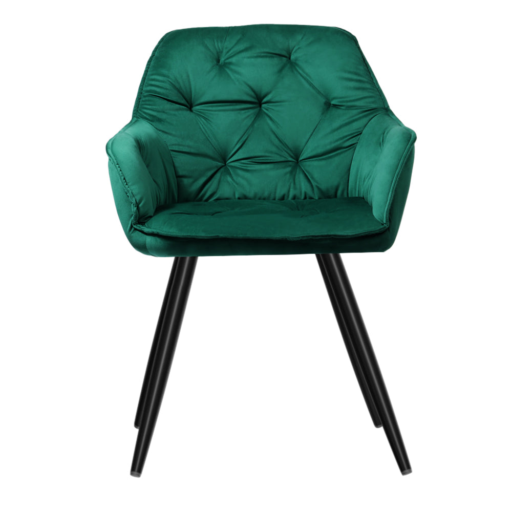 Valisa Set of 2 Velvet Dining Armchairs Green