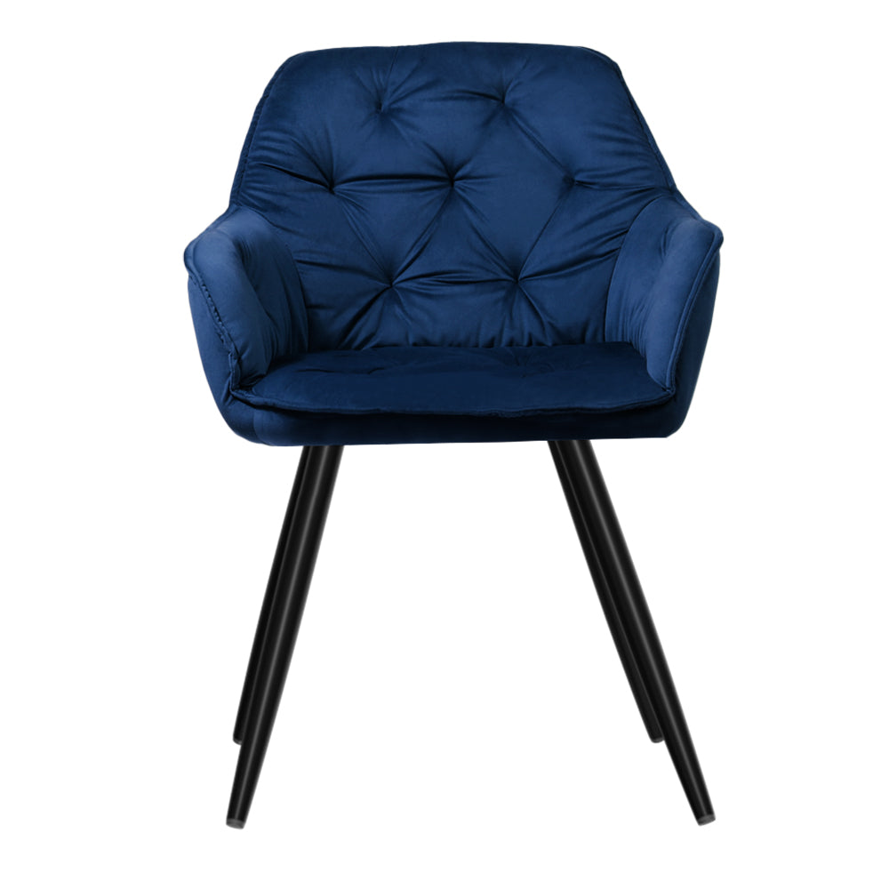 Valisa Set of 2 Velvet Dining Armchairs Blue
