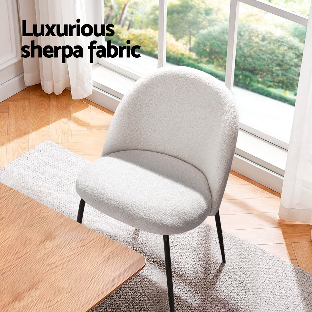 Tofa Dining Chairs Set of 4 Sherpa Boucle White