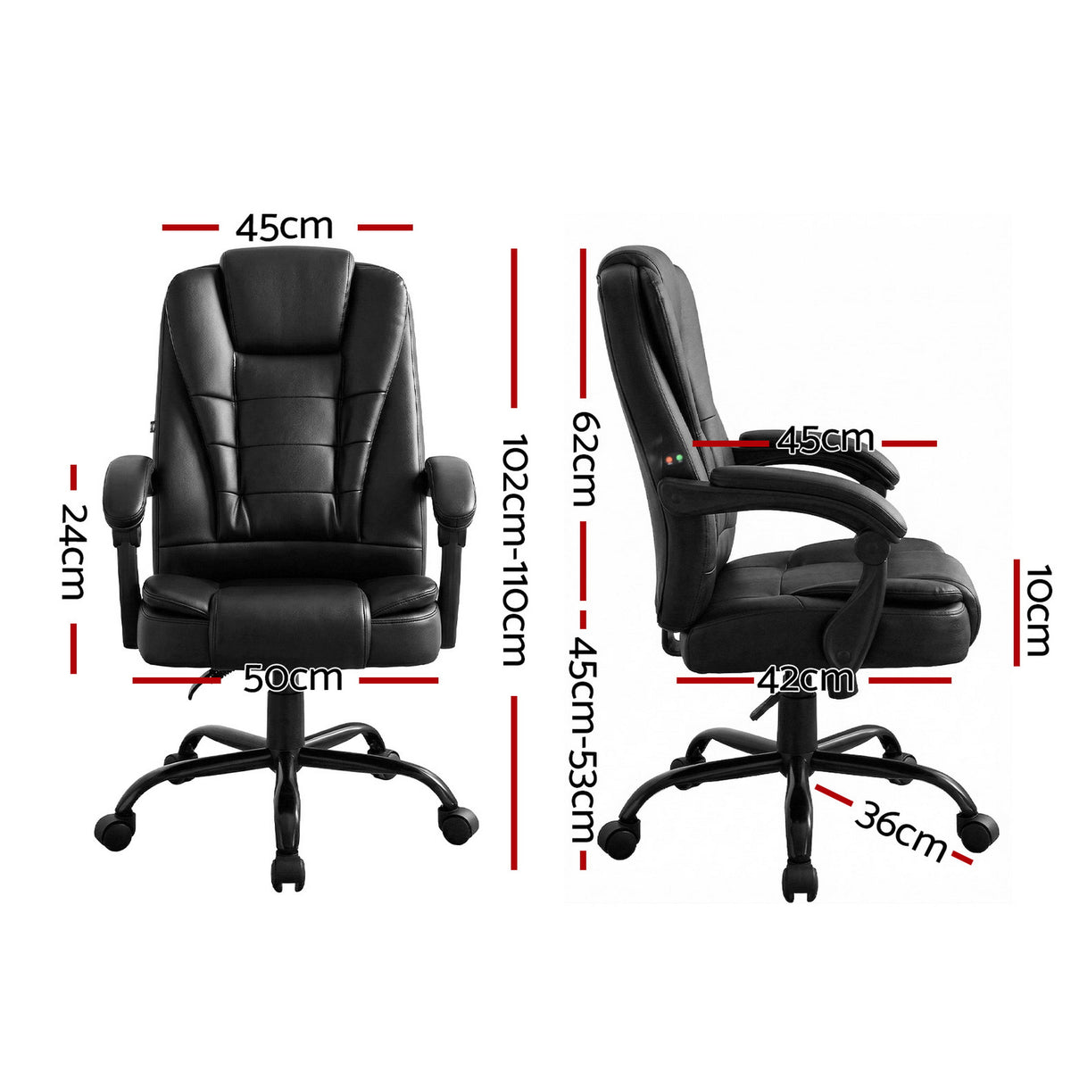 Artiss Executive Massage Office Chair Black PU Leather