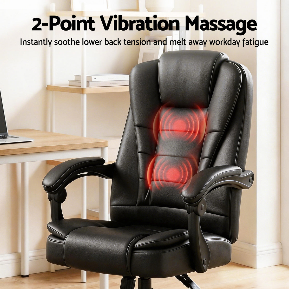 Artiss Executive Massage Office Chair Black PU Leather