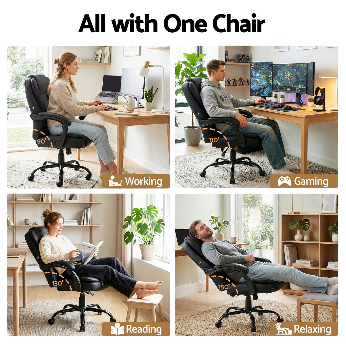 Artiss Executive Massage Office Chair Black PU Leather