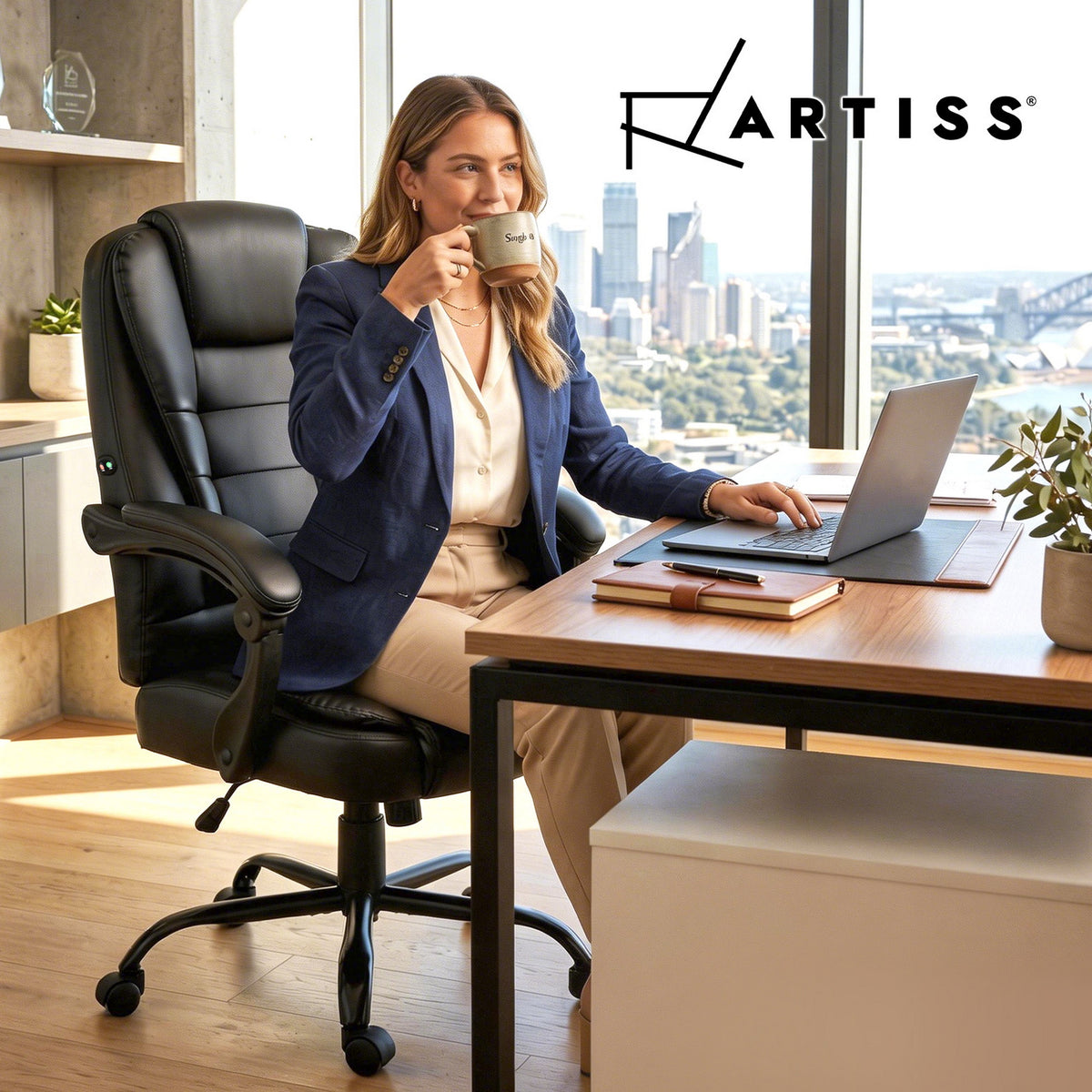 Artiss Executive Massage Office Chair Black PU Leather