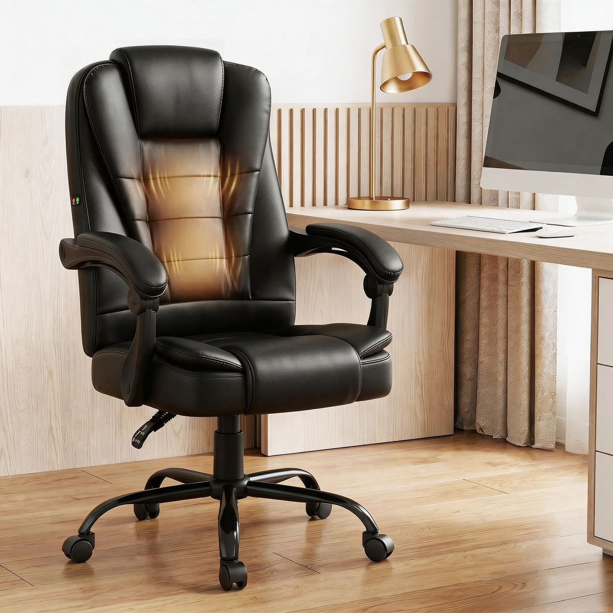 Artiss Executive Massage Office Chair Black PU Leather