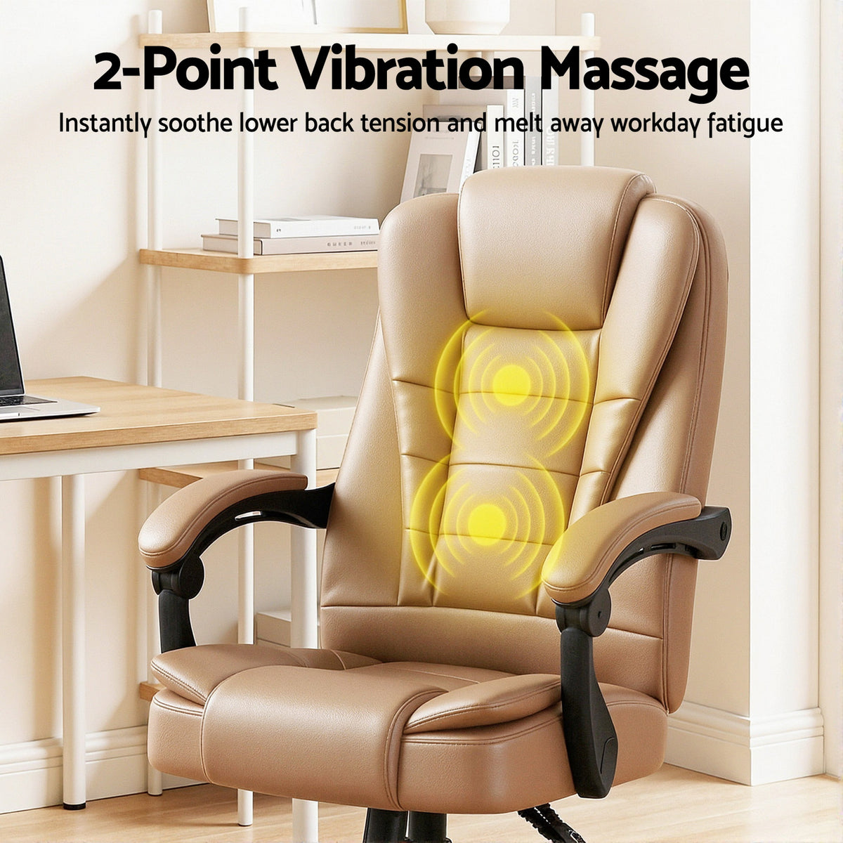 Artiss Massage Office Chair Brown PU Leather Espresso