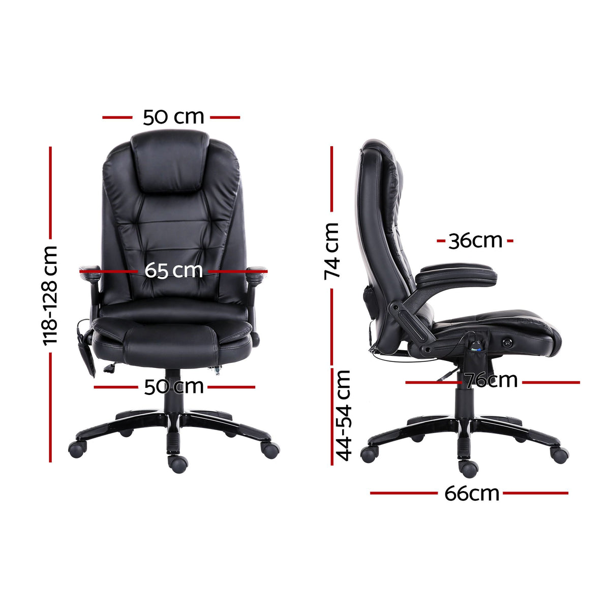 Artiss 8-Point Massage Office Chair Heated Recliner PU Black