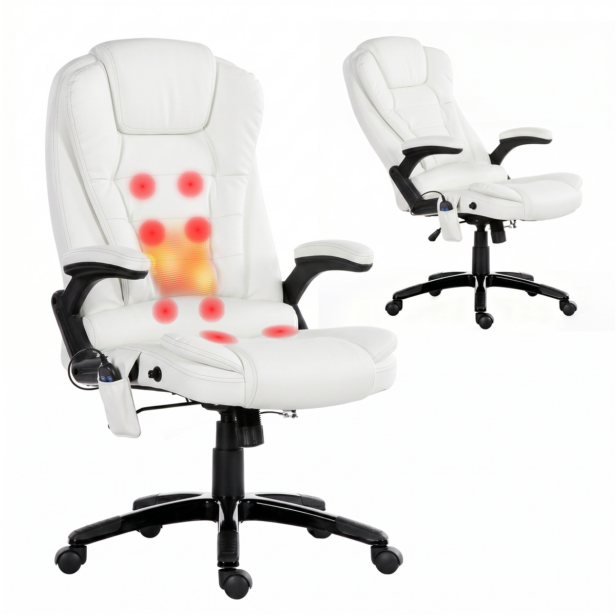 Artiss 8 Point Massage Office Chair Heated Recliner White